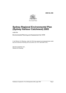 Sydney Harbour Catchment) 2005 Under the Environmental Planning and Assessment Act 1979