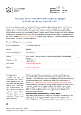 Norwegian Partner Search in Cultural Cooperation Projects in the EEA and Norway Grants 2014-2021