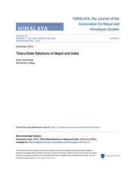 Tharu-State Relations in Nepal and India