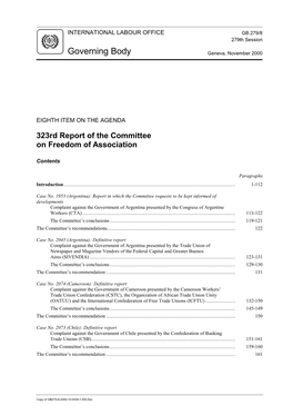 323Rd Report of the Committee on Freedom of Association