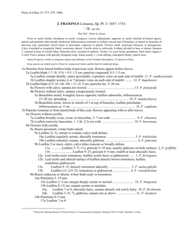 2. FRAXINUS Linnaeus, Sp. Pl. 2: 1057. 1753. 属 Qin Shu