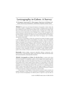 Lexicography in Gabon: a Survey1 B