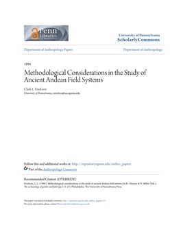 Methodological Considerations in the Study of Ancient Andean Field Systems Clark L