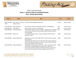 Peter S. Schmalz Fonds Series 1 - Research Library of Published Books File 1 - Books About Books