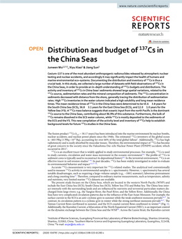 Distribution and Budget of 137Cs in the China Seas Junwen Wu1,2 ✉ , Xiyu Xiao1 & Jiang Sun1