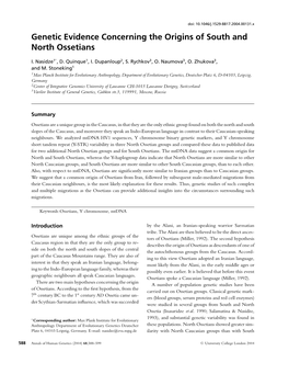 Genetic Evidence Concerning the Origins of South and North Ossetians