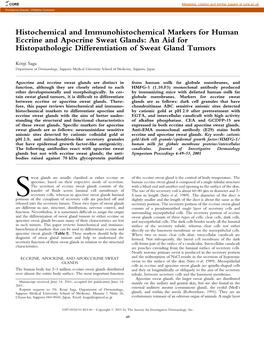 Histochemical and Immunohistochemical Markers for Human Eccrine and Apocrine Sweat Glands: an Aid for Histopathologic Differentiation of Sweat Gland Tumors