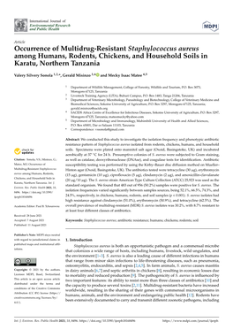 Occurrence of Multidrug-Resistant Staphylococcus Aureus Among Humans, Rodents, Chickens, and Household Soils in Karatu, Northern Tanzania