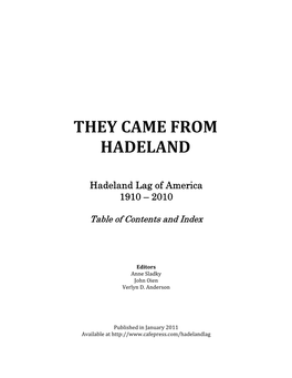 Centennial History of the Hadeland