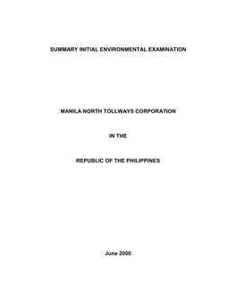 Summary Initial Environmental Examination