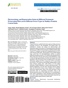 Phytosociology and Regeneration Status in Different Permanent Preservation Plots Across Different Forest Types in Madhya Pradesh, Central India