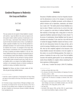 Gendered Response to Modernity: Kim Iryeop and Buddhism 115