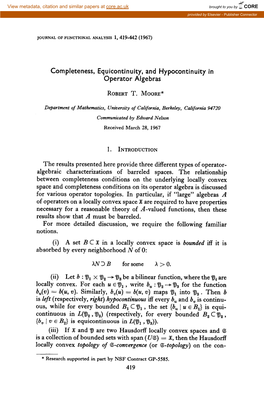 Completeness, Equicontinuity, and Hypocontinuity in Operator Algebras