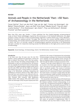 50 Years of Archaeozoology in the Netherlands