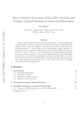 Some Extensive Discussions of Liouville's Theorem and Cauchy's Integral Theorem on Structural Holomorphic