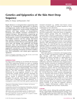 Genetics and Epigenetics of the Skin Meet Deep Sequence Jeffrey B