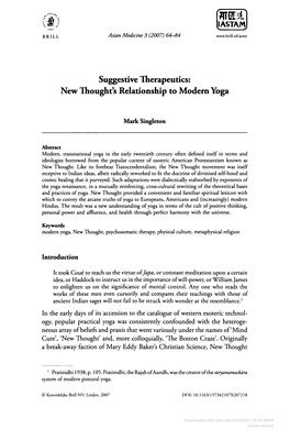 New Thought's Relationship to Modern Yoga