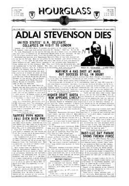 Adlai Stevenson Dies United States' U.N