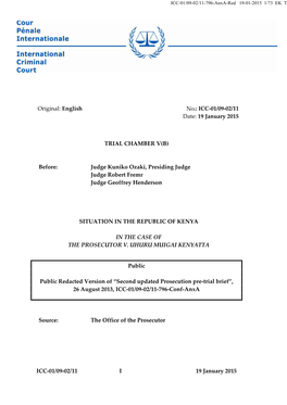 English No.: ICC-01/09-02/11 Date: 19 January 2015 TRIAL CHAMBER V(B)