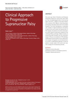 Clinical Approach to Progressive Supranuclear Palsy