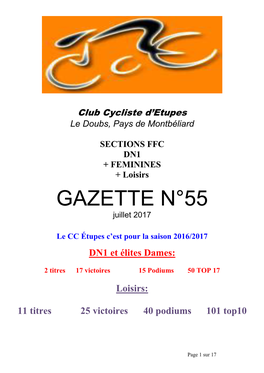 GAZETTE N°55 Juillet 2017