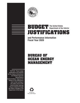 Budget Justification Bureau of Ocean Energy Management