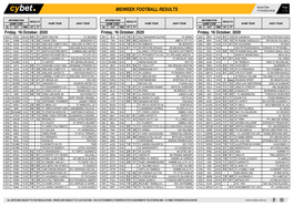 Midweek Football Results Midweek Football