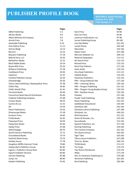 PUBLISHER PROFILE BOOK 2018 EBMA Annual Meeting January 8-11, 2018 Palm Springs, CA