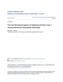 Two New Neotropical Species of Telephanus Erichson Near T