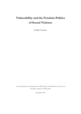 Vulnerability and the Feminist Politics of Sexual Violence