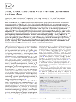 Moml, a Novel Marine-Derived N-Acyl Homoserine Lactonase from Muricauda Olearia