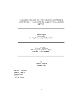 Representations of the Nation Through Corporeal Narrativity in Contemporary Multicultural British Fiction