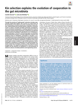 Kin Selection Explains the Evolution of Cooperation in the Gut Microbiota