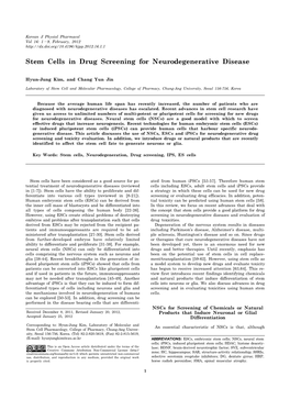 Stem Cells in Drug Screening for Neurodegenerative Disease