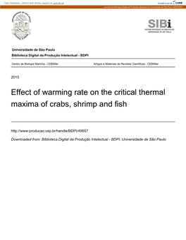 Effect of Warming Rate on the Critical Thermal Maxima of Crabs, Shrimp and Fish