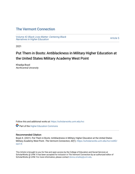Antiblackness in Military Higher Education at the United States Military Academy West Point