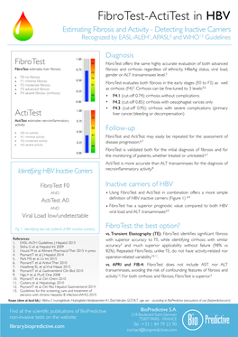 Fibrotest-Actitest in HBV Estimating Fibrosis and Activity - Detecting Inactive Carriers Recognized by EASL-ALEH1, APASL2 and WHO13 Guidelines