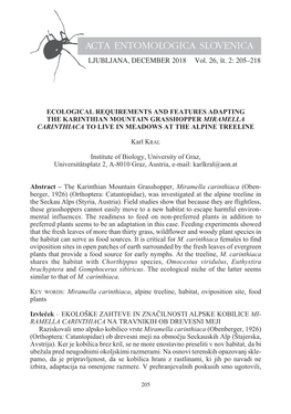 Acta Entomologica Slovenica, 26 (2), 2018 Da Vir Njene Hrane Predstavljajo Listi Več Kot Trideset Rastlinskih Vrst – Od Trav Do Lesnatih Rastlin