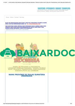 34 PROVINSI Di INDONESIA LENGKAP DENGAN PAKAIAN, TARIAN, RUMAH ADAT, SENJATA TRADISIONAL,SUKU,BAHASA DAERAH,PE…