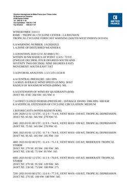 Wtio30 Fmee 310113 Rsmc / Tropical Cyclone Center / La Reunion Tropical Cyclone Forecast Warning (South-West Indian Ocean)