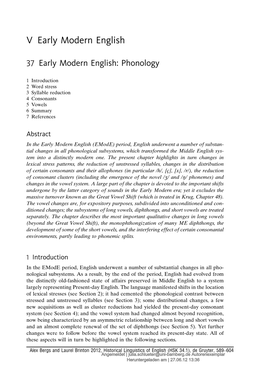 Early Modern English: Phonology