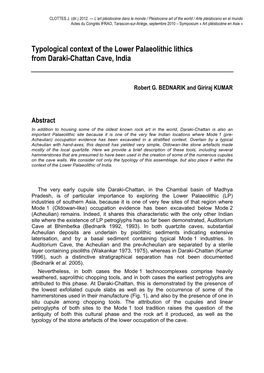 Typological Context of the Lower Palaeolithic Lithics from Daraki-Chattan Cave, India