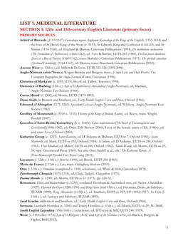 List 1: Medieval Literature