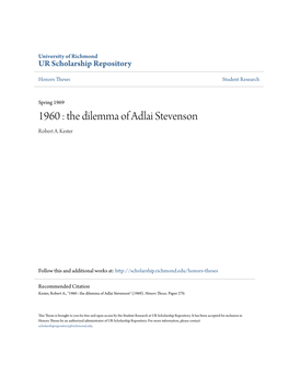 1960 : the Dilemma of Adlai Stevenson Robert A