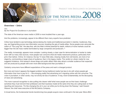 The State of the News Media 2008 Executive Summary