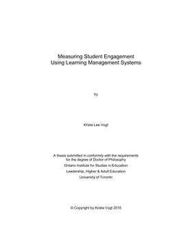 Measuring Student Engagement Using Learning Management Systems