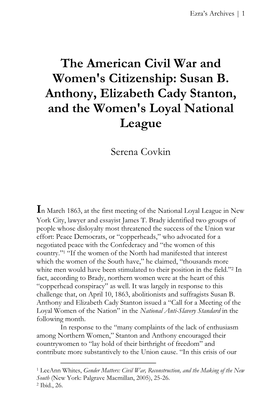 Susan B. Anthony, Elizabeth Cady Stanton, and the Women's Loyal National League