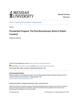 Providential Progress: the Post-Revolutionary World of Robert Crawford