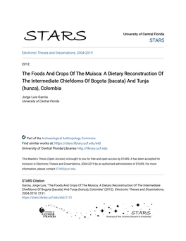 The Foods and Crops of the Muisca: a Dietary Reconstruction of the Intermediate Chiefdoms of Bogota (Bacata) and Tunja (Hunza), Colombia