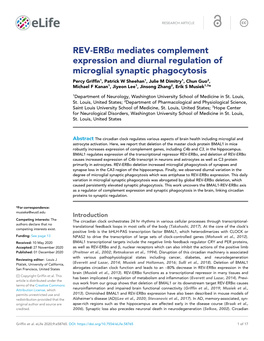 REV-Erba Mediates Complement Expression and Diurnal Regulation